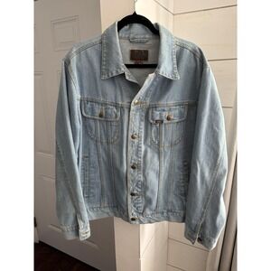 Vintage Lee Jacket Mens Medium Blue Denim Button Front Trucker Jean Light Wash